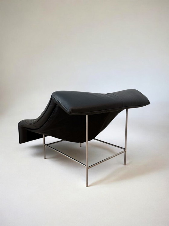 Image 1 of Sedia a farfalla Montis in pelle nera e acciaio inox