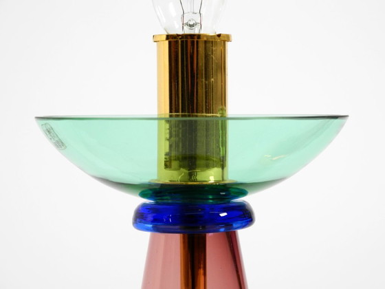 Image 1 of Deux lampes de table rares en verre de Murano italien des années 1980, au design Memphis postmoderne | Vetri Murano