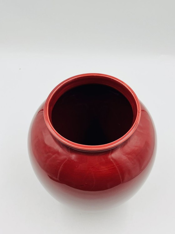 Image 1 of Vintage vase in burgundy red glazed ceramic