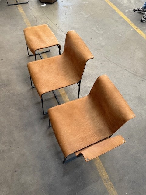 Image 1 of 3x Founded Item, QLIV Kruk Stoel Zonder Arm En Stoel Met Arm, Cinnamon