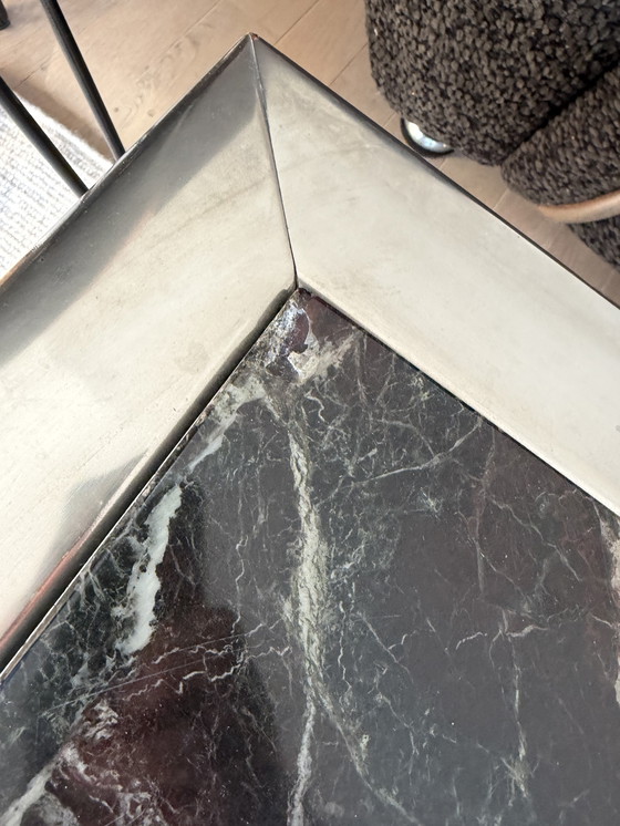 Image 1 of Table basse 1970 chrome et marble vert