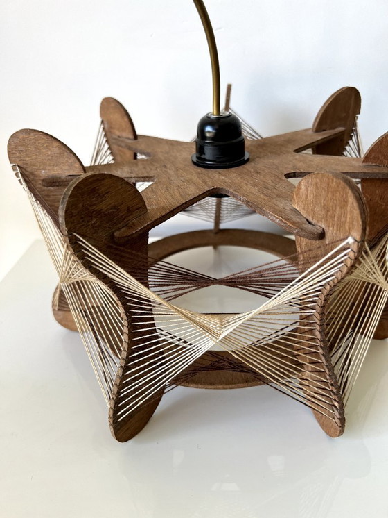 Image 1 of Vintage Scandinavian wood and wire suspension - 60s/70s
