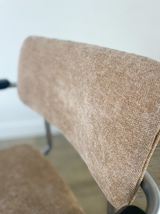 Gispen 1235 | appena rivestito | colore sabbia, Sedie da pranzo, Tessile, Metallo, Beige, Vintage (foto 3 di 7)