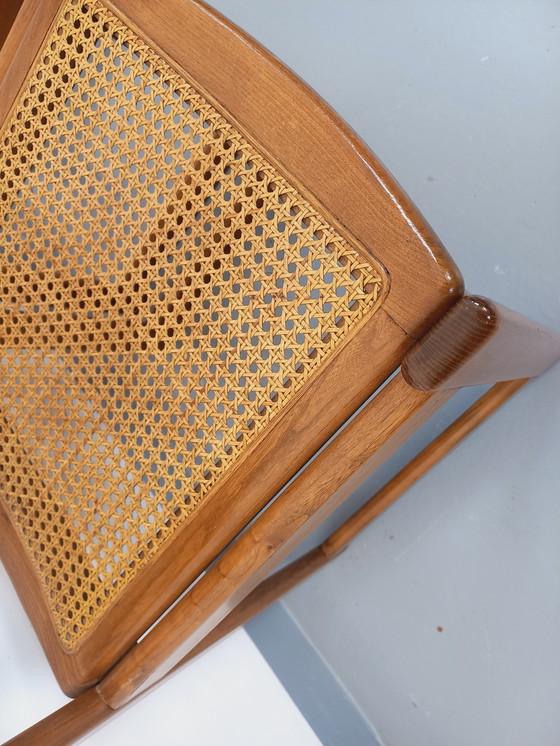 Image 1 of Paar vintage beukenhouten en rieten sledestoelen uit de jaren 70 en 80