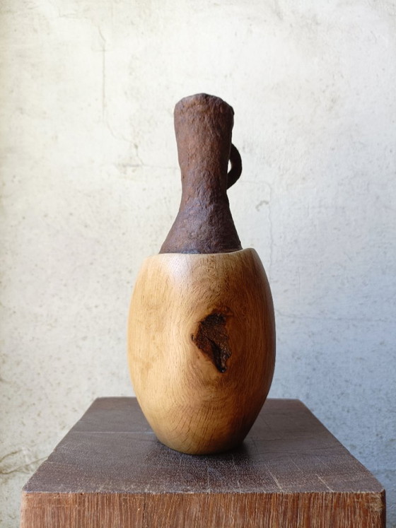 Image 1 of Vase/pitcher in carved solid oak