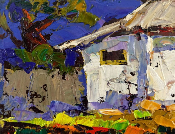 Image 1 of Original Oil Painting Summer Village Landscape The beds smell like home