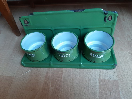 Image 1 of Antico porta sabbia, sapone e bibita