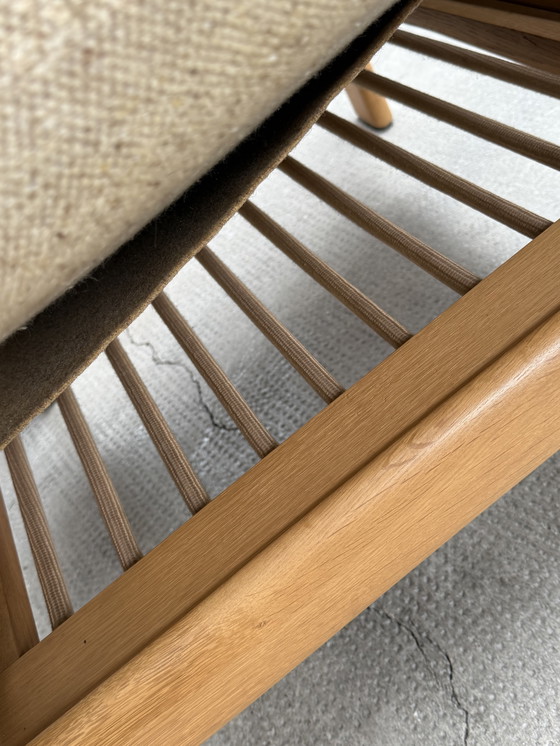 Image 1 of Wilhelm Knoll seating group 3-seater + 2-seater + armchair solid ash wood fabric cream-colored, Germany 1970s