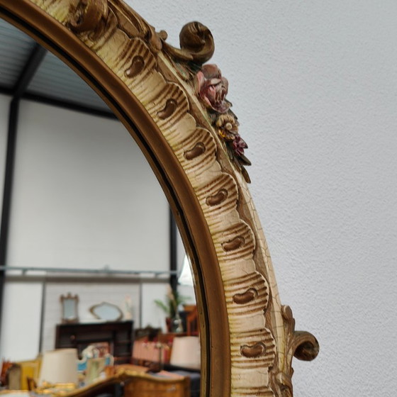 Image 1 of Miroir rond vintage baroque, brocante, rococo, miroir de cheminée