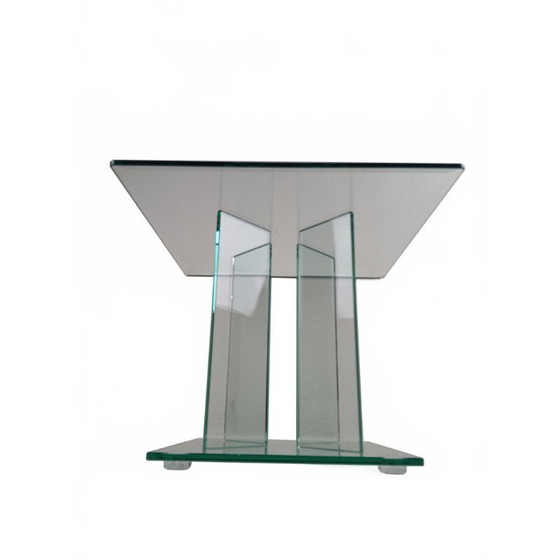 Image 1 of Table d'appoint postmoderne tout en verre des années 80 (style Leon Rosen / Peter Ghyczy)