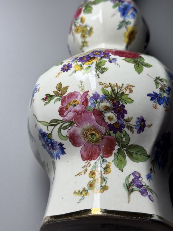 Image 1 of Boch Frères Belgium - KERALUX-  “Fleur de Saxe” Art Deco Vase 