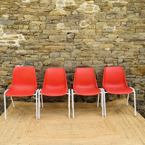 Image 1 of Set of 4 red europa chairs