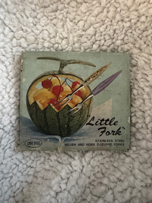 "Little fork" Vintage retro gekleurde cocktailvorkjes 