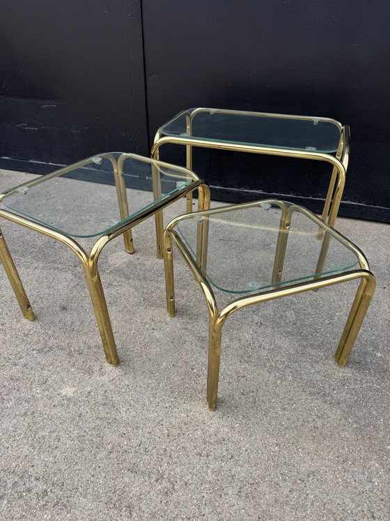 Image 1 of 1970s Gold Nesting Tables