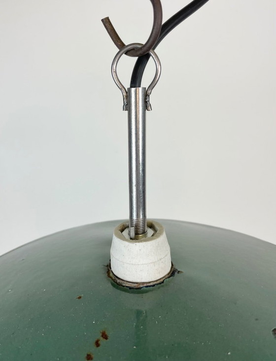 Image 1 of Lámpara colgante industrial esmaltada en color petróleo, década de 1970