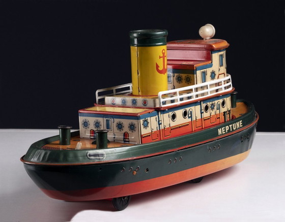 Image 1 of Rimorchiatore giocattolo di latta, anni '60, Giappone