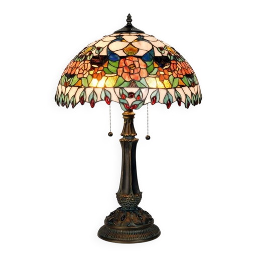 Runde Tiffany Tischlampe Rosen