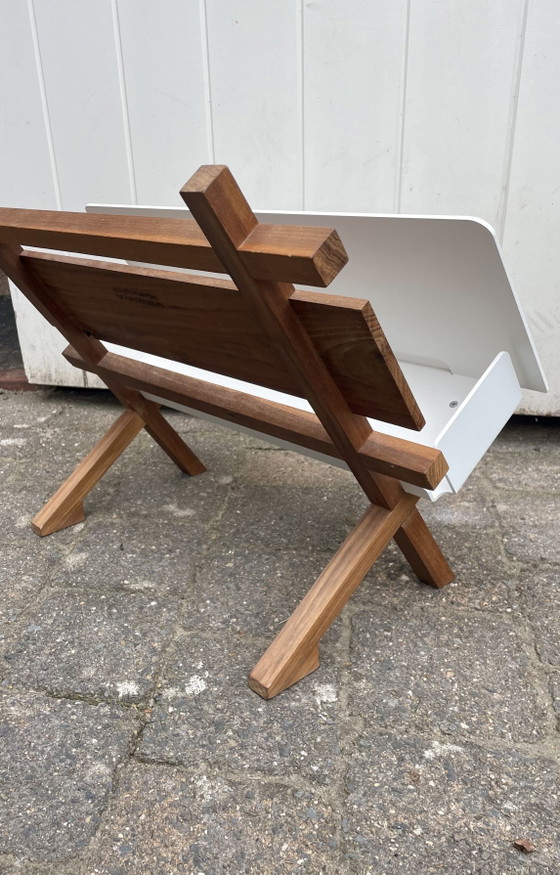 “Crossdock” Dick Van Hoff Magazine rack / Media Stand – Functionals, Metal, Wood (photo 5 of 7)