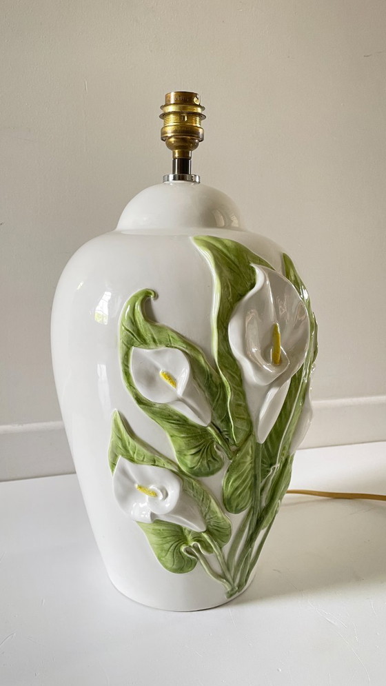 Image 1 of LAMPE Italienne Fleurs d'ARUM Vintage