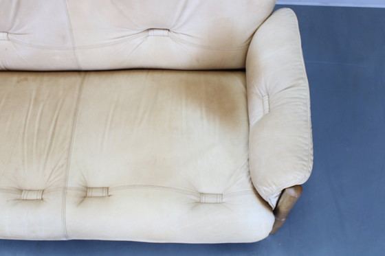 Image 1 of Eiken Scandinavische 3-zitsbank uit 1960 met lederen bekleding