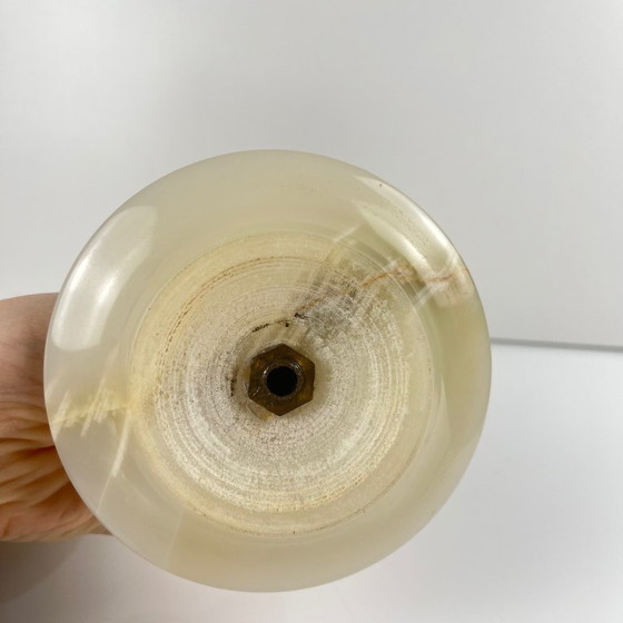 Image 1 of Pair of alabaster candlesticks, 20th century