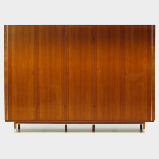 Large 5-door vintage design wardrobe in teak, 1960s