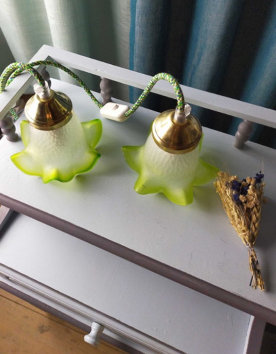 Image 1 of Paar grüne Tulpenlampen