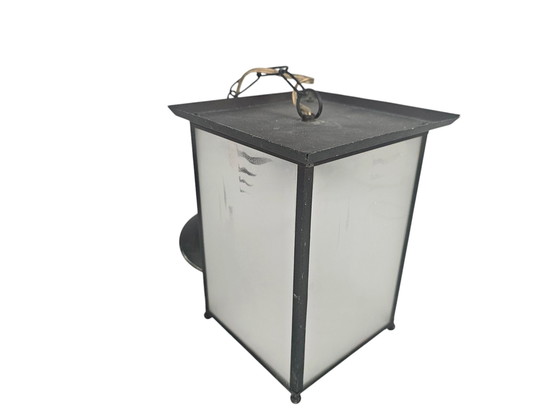 Image 1 of Amsterdamse School - Lantaarnlamp - Hanglamp - Koper - Glas - 1e Kwart 20e Eeuw