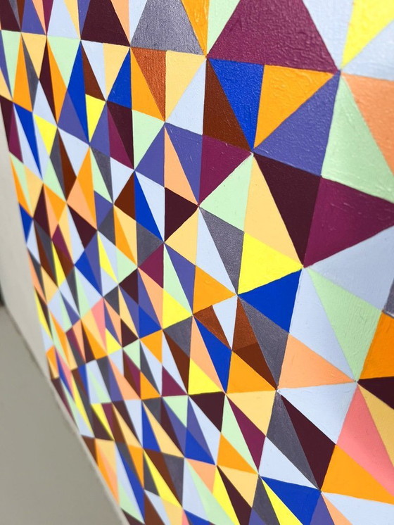 Image 1 of Lena László, acrylique sur toile, 'Exactly 299 triangles