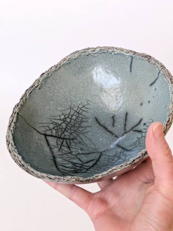 Image 1 of Ciotola in ceramica Raku vintage fatta a mano, firmata, artigianato giapponese, color arcobaleno