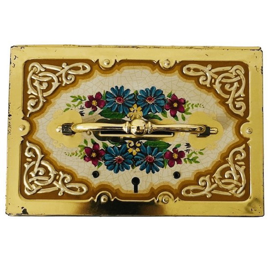 Image 1 of Vintage Franse bloemen spaarpot blik 1970's