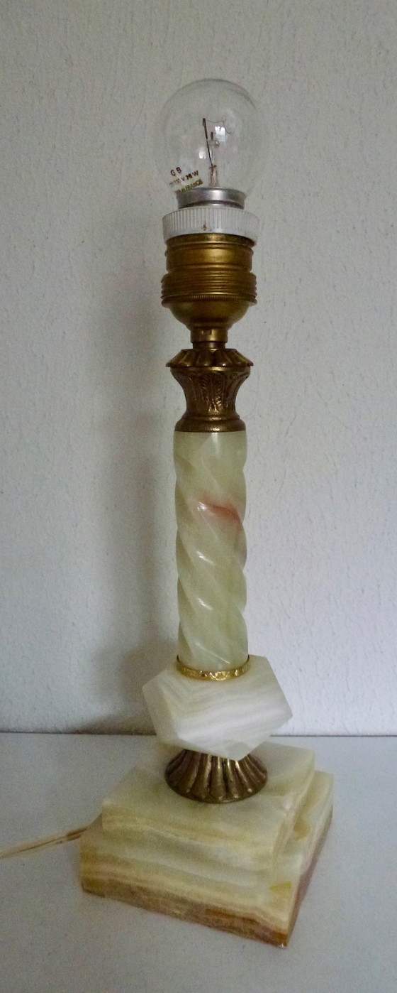 Image 1 of Base per lampada da tavolo vintage in marmo e onice.