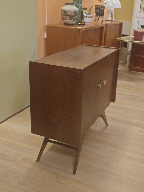 Image 1 of Platine vinyle vintage compacte, petit buffet, petit meuble audio pour salle de bain, mobilier de salle de bain