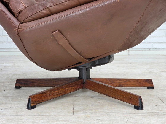 Fauteuil lounge pivotant réglable, design danois Madsen & Schubell, années 1970 – Leather, Metal (photo 6 of 19)