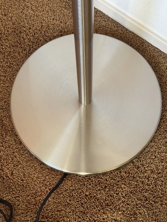 Image 1 of IKEA TÄLLBYN designer floor lamp | Glass opaline shade | brushed chrome | cord dimmer (upgrade) | 2000-2010