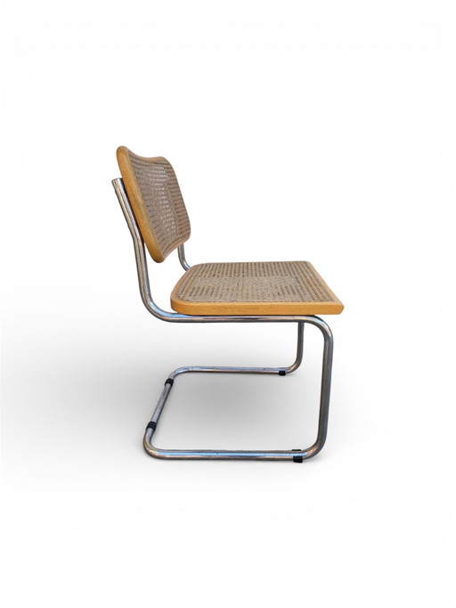 Cesca B32 stoel van Marcel Breuer – rieten bekleding en verchroomd metaal – vintage