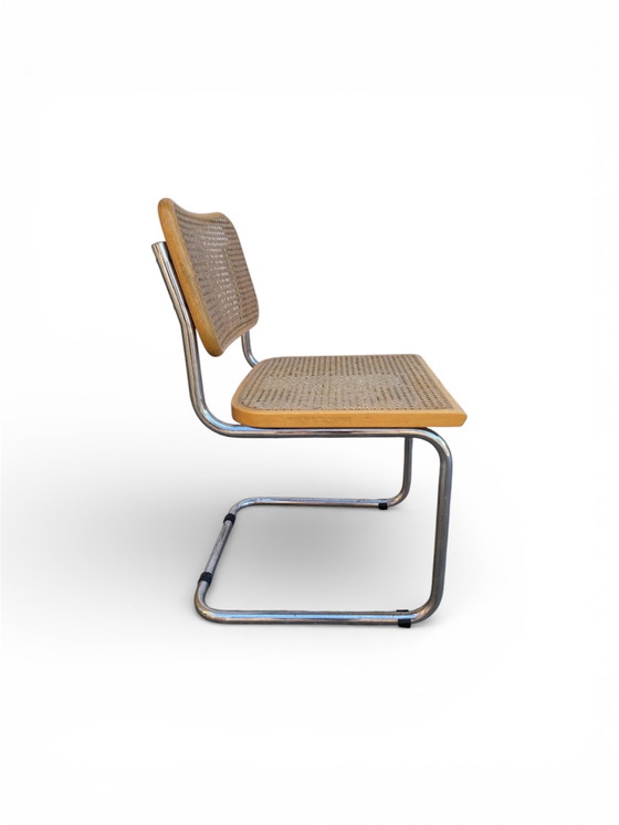 Image 1 of Cesca B32 stoel van Marcel Breuer – rieten bekleding en verchroomd metaal – vintage