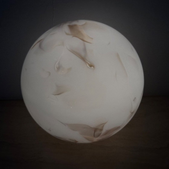 Image 1 of Vintage glass table lamp marble decor , 1970s 