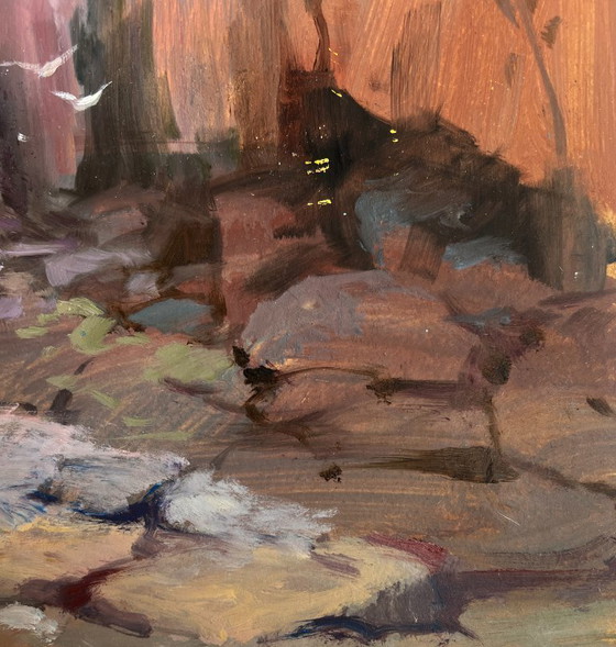 Image 1 of Original Oil Painting Coastal Rock Landscape Sailing towards a dream