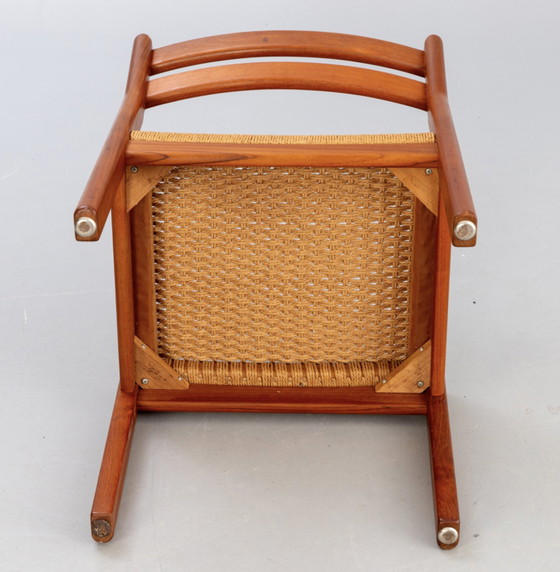 Image 1 of Serie von 6 Stühlen aus Teakholz und Korbgeflecht