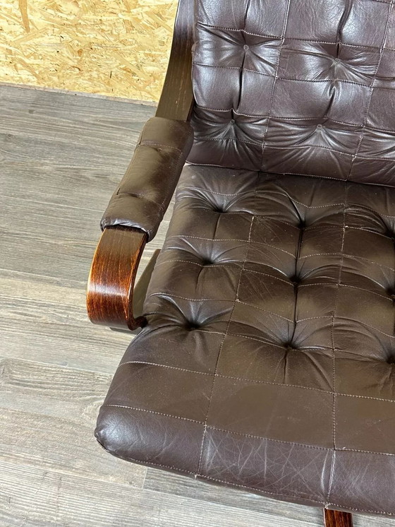 Image 1 of 60's 70's Fauteuil Easy Chair Fauteuil cuir pivotant Danish Modern Design