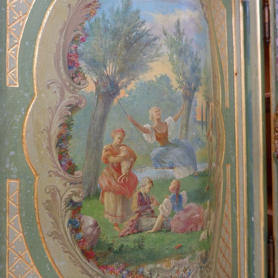 Image 1 of Venetian Baroque Arched Cabinet with Pastoral Decoration - Circa 1900