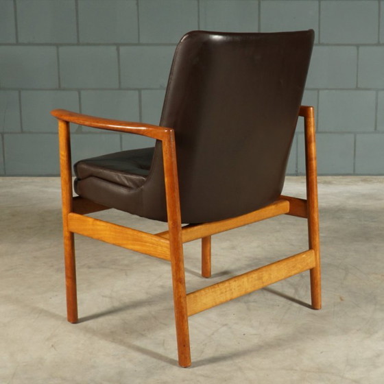 Fauteuils vintage – Ib Kofod Larsen – Fröscher – 1960 – Leather, Wood (photo 5 of 16)