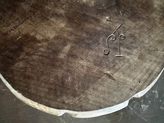 Image 1 of Plat Déco Vintage Bois Massif Sculpté Yin et Yang Diamètre 28 cm