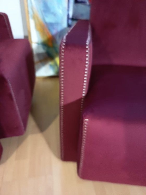 Image 1 of CASSINA 2X Poltrone 637 UTRECHT  (NUOVE MAI USATE) in Velluto 13L Ortigia/Plum con Cuciture in filo Naturale a punta Cavallo