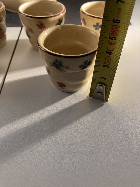 Image 1 of Likörset aus den 1960er Jahren: Flasche und 6 Porzellangläser