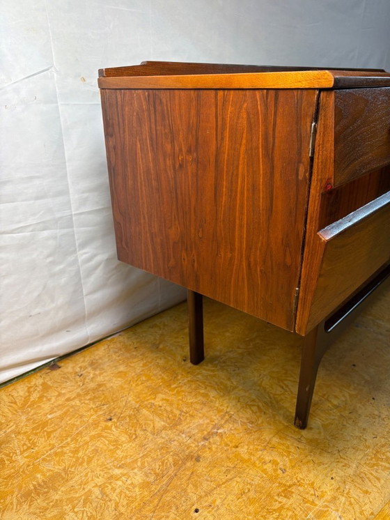 Image 1 of Mid-Century Retro Vintage Walnut Sideboard by Meredew 1960s  Sleek Design • British Craftsmanship • Stunning Walnut Grain 