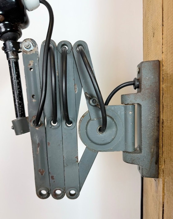 Image 1 of Industrial Black Enamel Scissor Wall Lamp, 1950s
