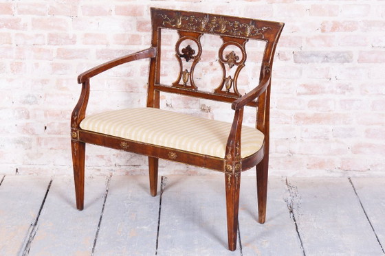 Restored Empire Sofa, Walnut, Spruce, Revived Polish, Austria, 1810s – Textile, Wood (photo 14 of 18)