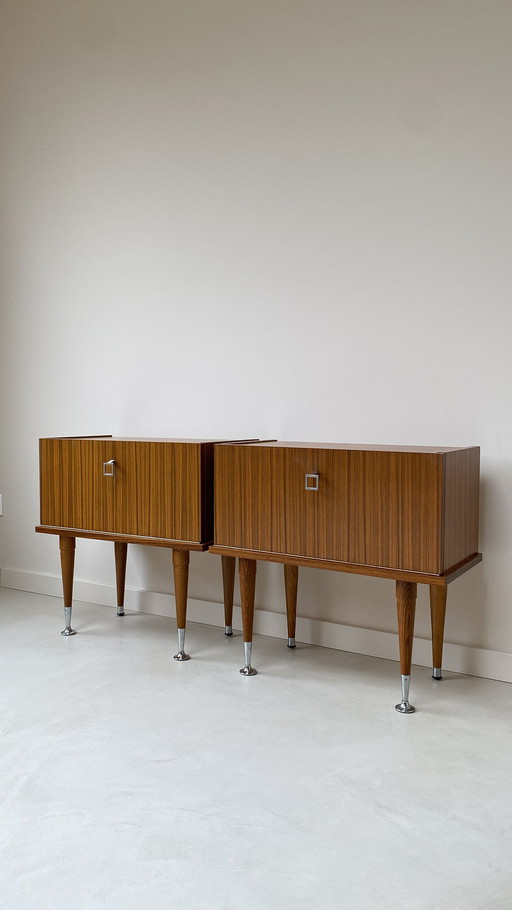 Vintage set of teak wood nightstands